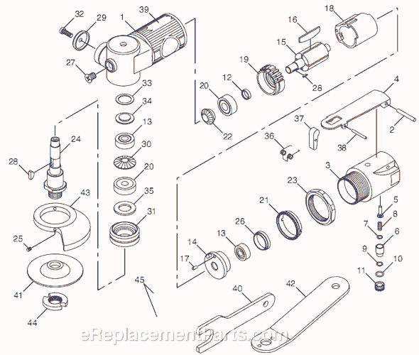 Page A Diagram and Parts List for CP7500 8941075000 Chicago Pneumatic Angle Grinder
